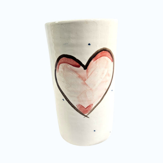 Large Pink Grá Heart Vase – Handmade Irish Ceramics by Charlie Mahon