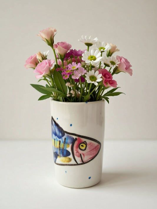 Large Mackerel Fish Vase – Handmade Irish Ceramics by Charlie Mahon