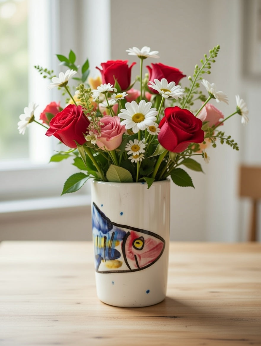 Large Mackerel Fish Vase – Handmade Irish Ceramics by Charlie Mahon
